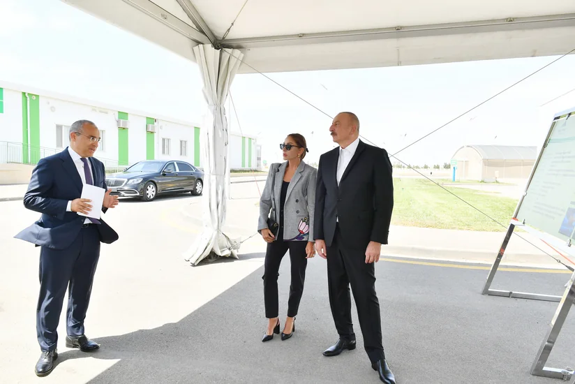 Ilham Aliyev and Mehriban Aliyeva view enterprise of Grand-Agro Invitro LLC 