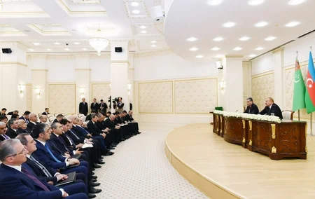 Azerbaijani, Turkmen presidents made press statements