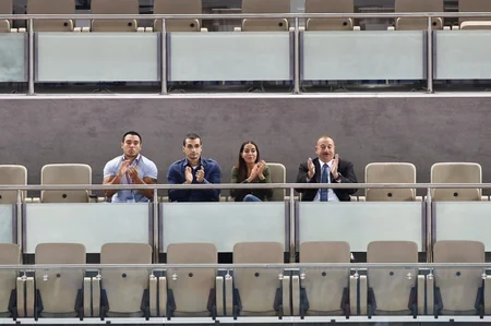 Prezident İlham Əliyev  cüdo üzrə dünya çempionatında yarımfinal qarşılaşmasına baxıb
