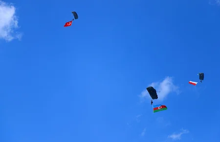 Azerbaijani military pilots perform tasks in international training