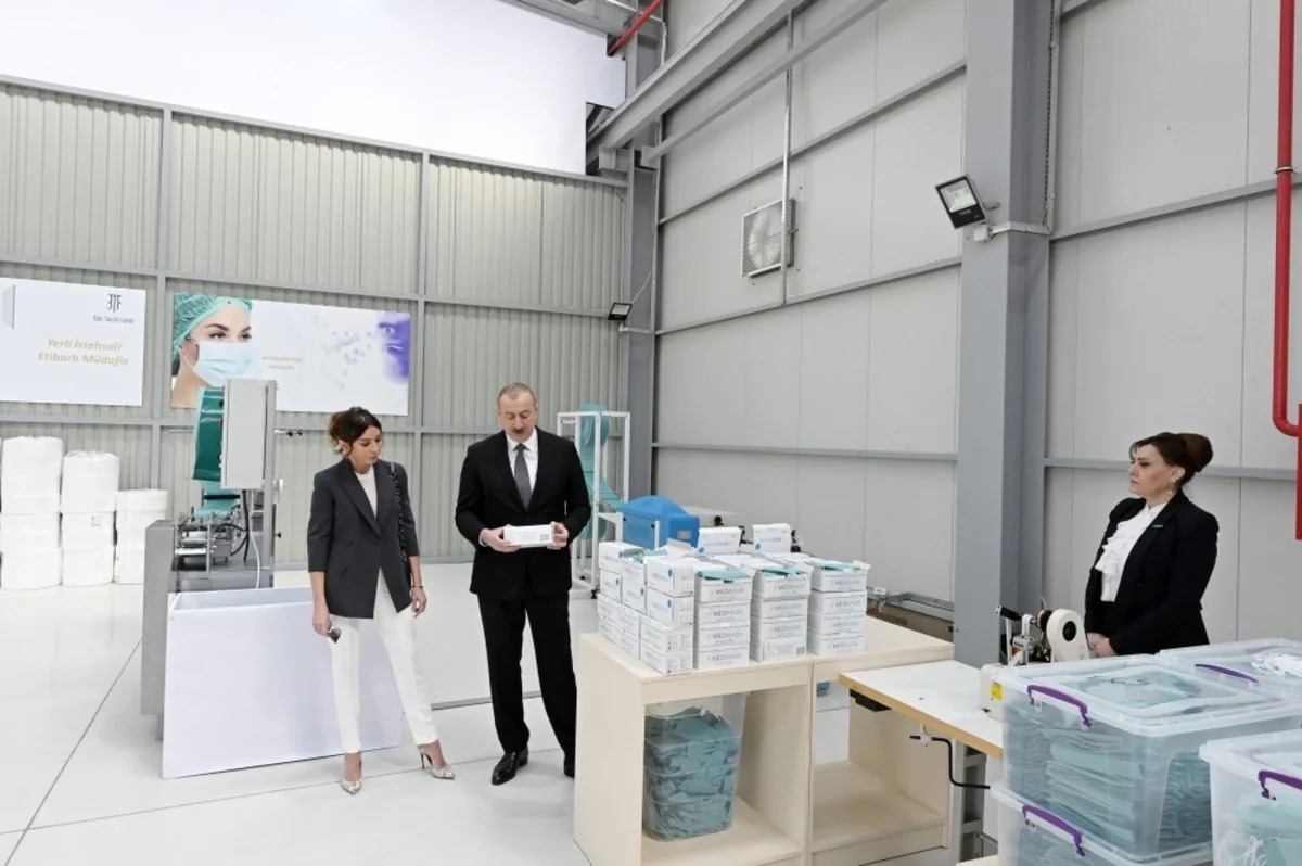 President Aliyev inaugurates medical face masks manufacturing enterprise