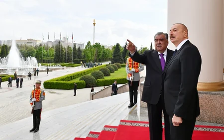Official welcome ceremony held for President Ilham Aliyev in Dushanbe