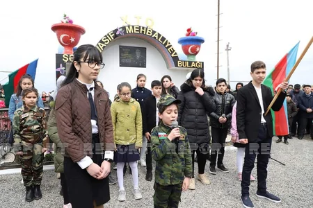 Neftçalada Vətən müharibəsi şəhidinin xatirə bulağı açılıb