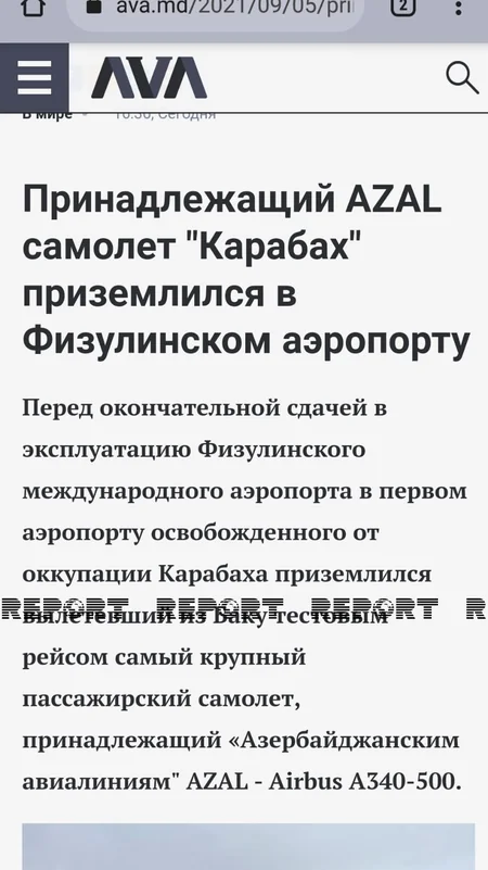 Well-known Moldovan media outlets publish articles on first flight to liberated Karabakh
