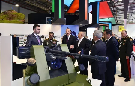 President Ilham Aliyev views 3rd Azerbaijan International Defense Exhibition ADEX 2018