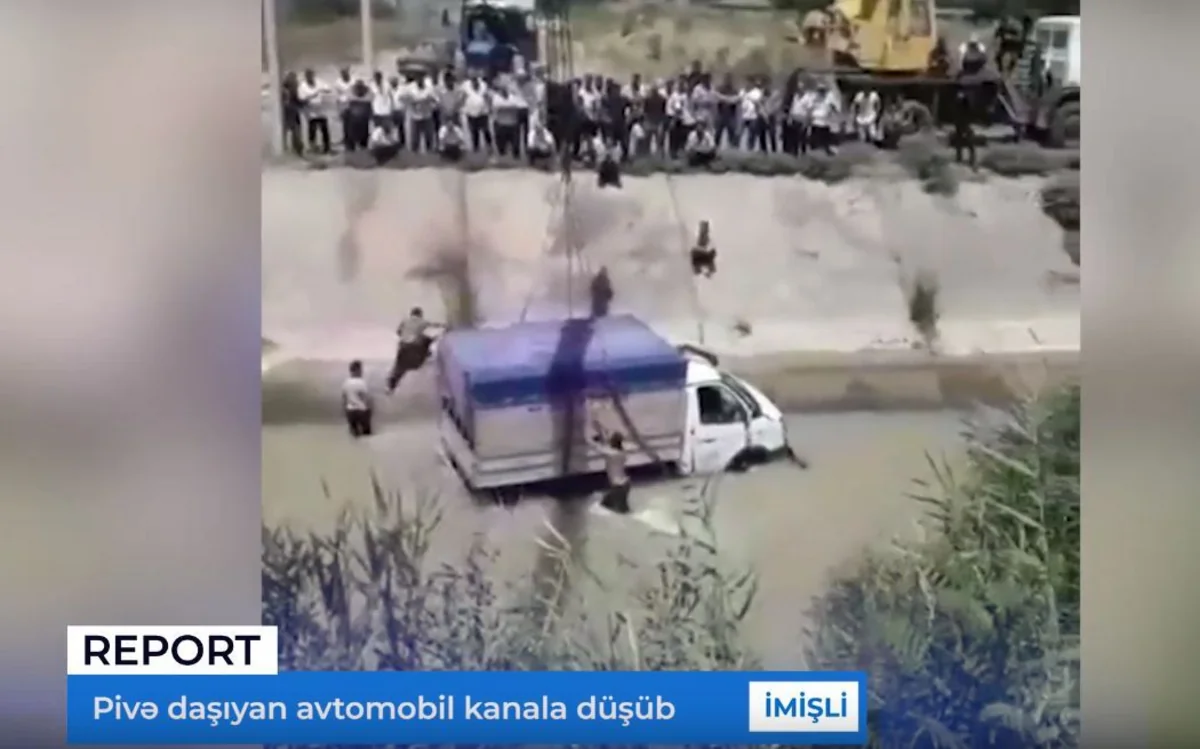В Имишли груженая пивом Газель скатилась в водоканал - ВИДЕО