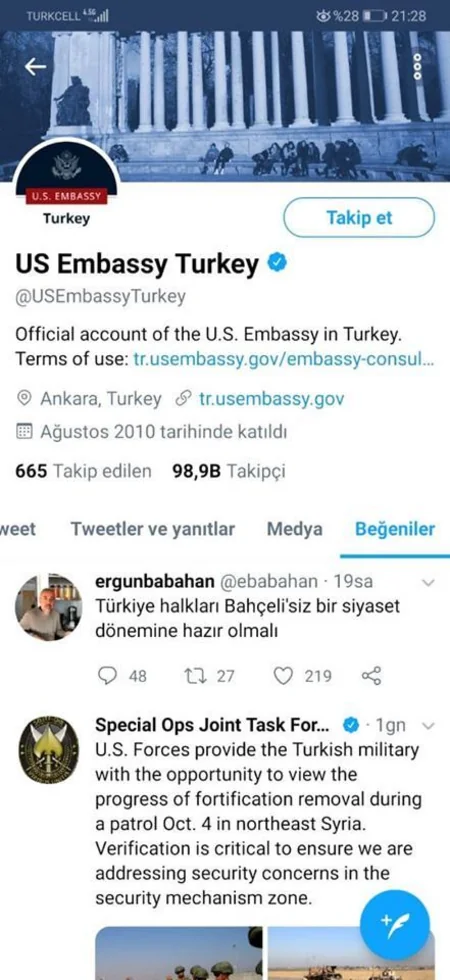 ABŞ diplomatı Twitterdə FETÖ tərəfdarına dəstəyə görə Türkiyə XİN-ə çağırılıb - FOTO