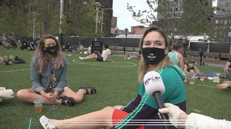 Nyu-York parklarında koronavirusdan qoruyan dairələr - VİDEOREPORTAJ