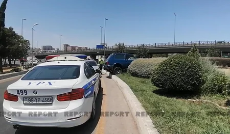 Bakıda qəza  - avtomobil 50 min manatlıq bitkiyə ziyan vurdu - VİDEO