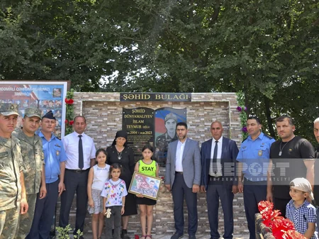 Kürdəmirdə şəhid İslam Dünyamalıyevin adına küçə və bulağın açılışı olub