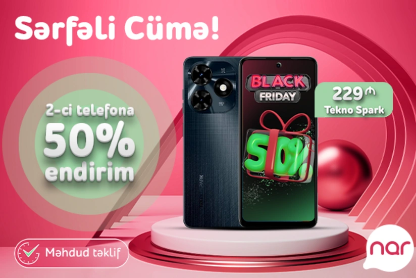“Nar”dan “Sərfəli cümə” təklifi – 50 % endirimlə smartfon əldə et!