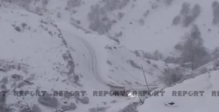 На западе Азербайджана выпал сильный снег