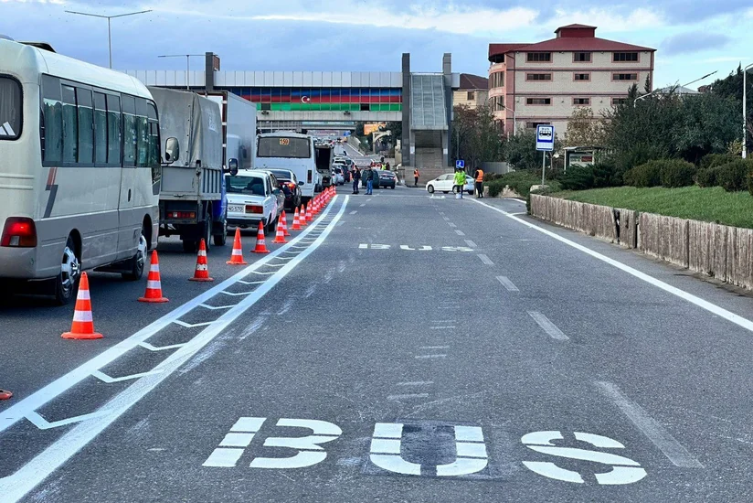 Bakı-Sumqayıt yolunda avtobus zolağı çəkilir