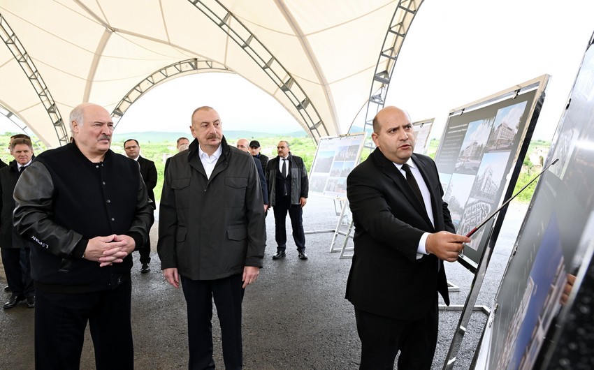 Azərbaycan və Belarus prezidentləri Füzuli şəhərinin dağıdılmış yerlərinə baxıb və şəhərin Baş planı ilə tanış olublar - YENİLƏNİB-2