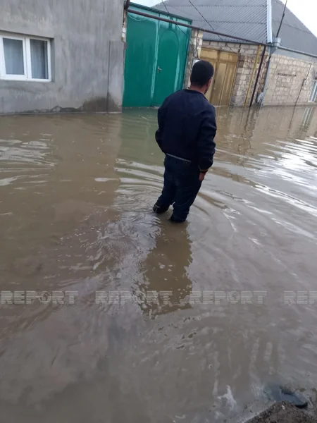 Gəncədə yağış suları evlərə dolub - VİDEO