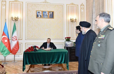 President Ilham Aliyev visits Iranian Embassy to offer his condolences over death of Rafsanjani