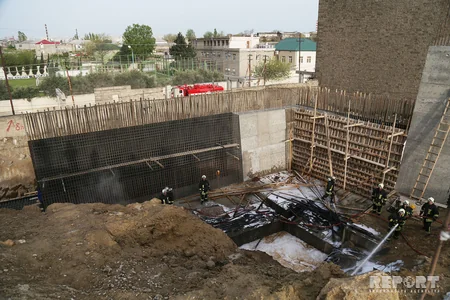 Bakıda yeni tikilən binada baş verən yanğın söndürülüb - FOTO - YENİLƏNİB