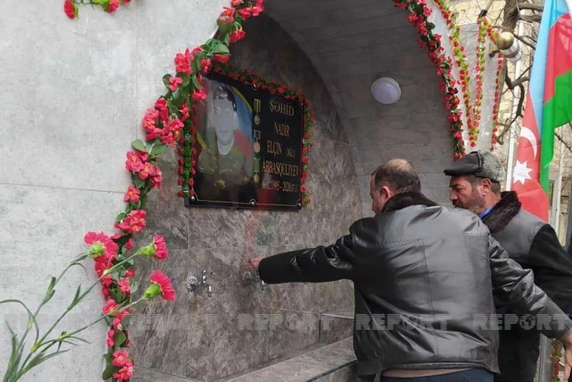 Gəncədə Vətən müharibəsi şəhidinin adına inşa olunan bulağın açılışı olub