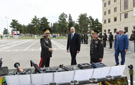 Prezident İlham Əliyev Daxili Qoşunlarının Şirvan şəhərindəki hərbi hissəsinin açılışında iştirak edib