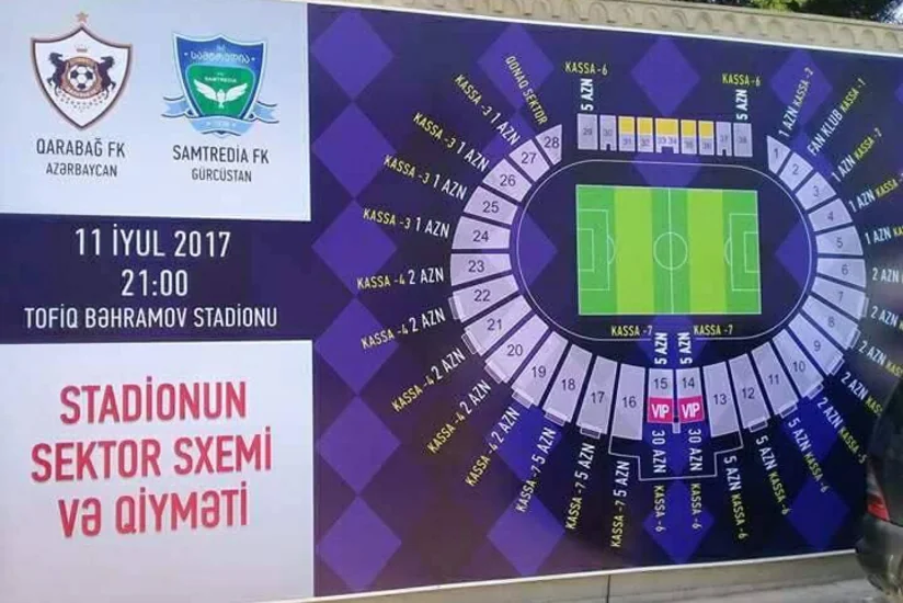 Price for Qarabag vs. Samtredia match tickets unveiled