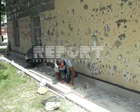 Kürdəmirdə sökülən binaların üzlənməsinə başlanılıb - FOTO