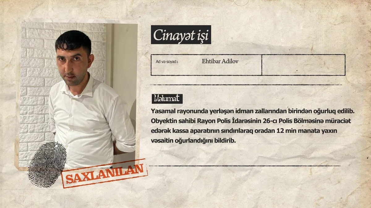 Bakıda işçi mühafizə etdiyi idman zalının kassasını talayıb