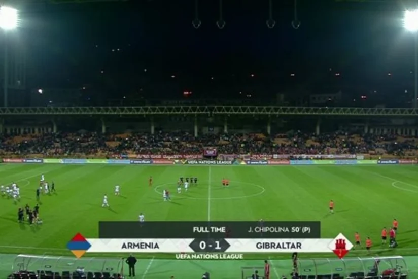 Сборная Гибралтара одержала первую в истории победу в официальном матче, обыграв Армению
