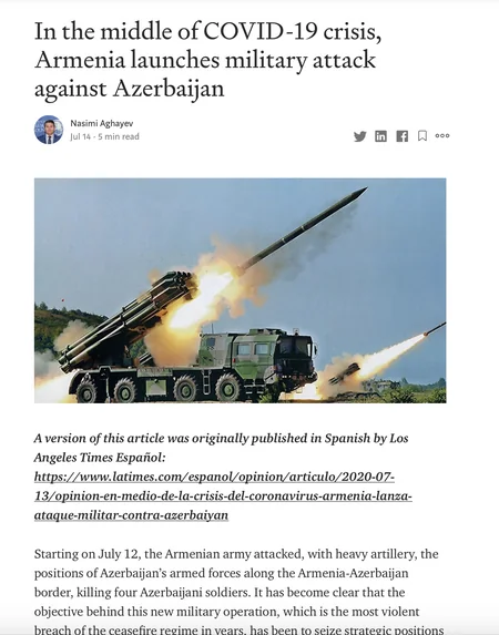 Los Angeles Times publishes Consul General's article on Armenia’s recent aggression