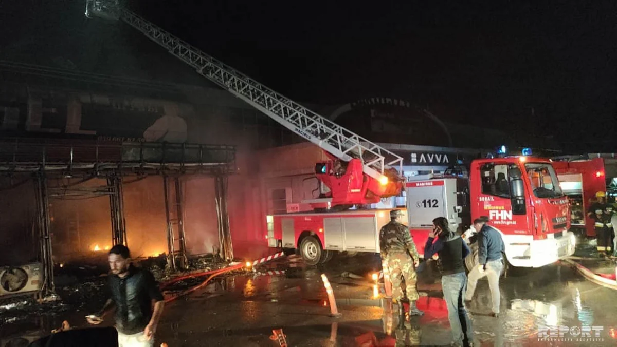 “Binə” ticarət mərkəzindəki yanğın söndürülüb  - YENİLƏNİB-4 - FOTO - VİDEO