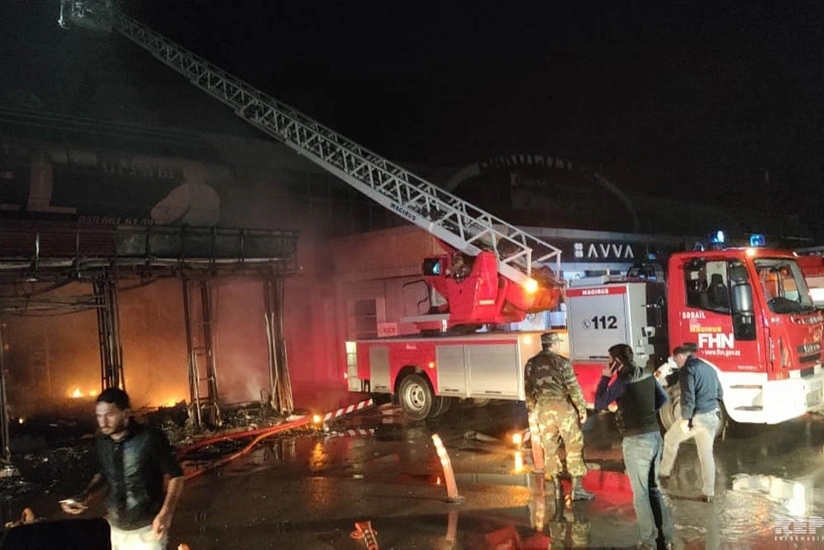 “Binə” ticarət mərkəzindəki yanğın söndürülüb  - YENİLƏNİB-4 - FOTO - VİDEO