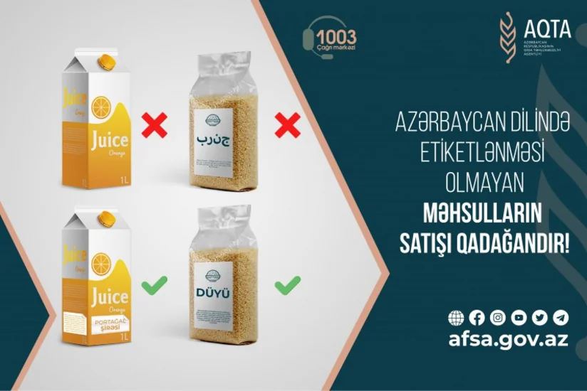 AQTA: Azərbaycan dilində etiketlənməsi olmayan qida məhsullarının satışı qadağandır