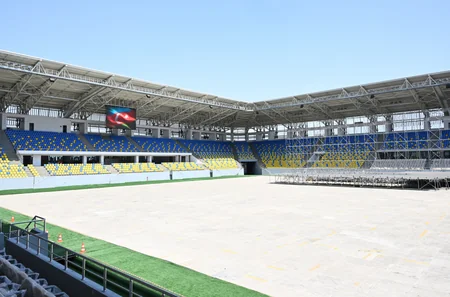 President and First Lady review construction progress at Ganja city stadium