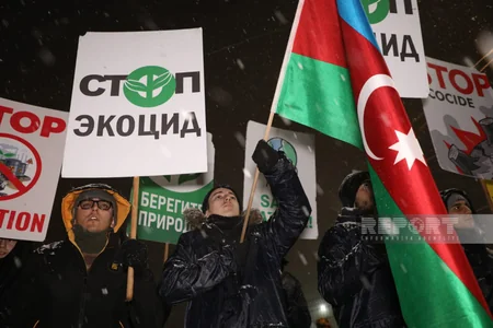 Xankəndi-Laçın yolunda aksiya: ekofəallar qar yağmasına baxmayaraq, etirazlarını davam etdirir