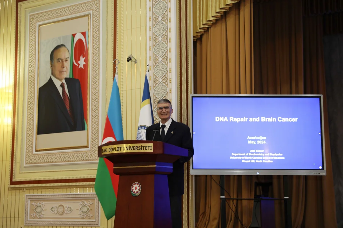 Nobel mükafatı laureatı Əziz Səncər BDU-da olub