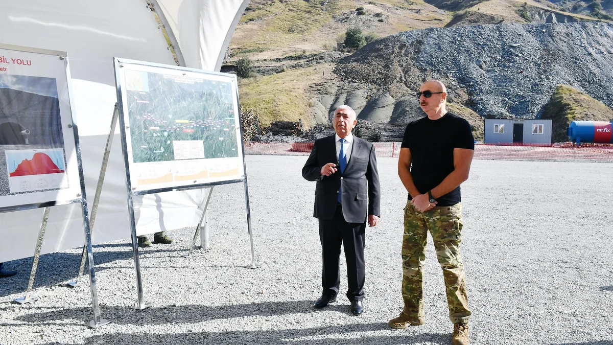 Ilham Aliyev views newly-constructed tunnel on Kalbajar-Lachin highway