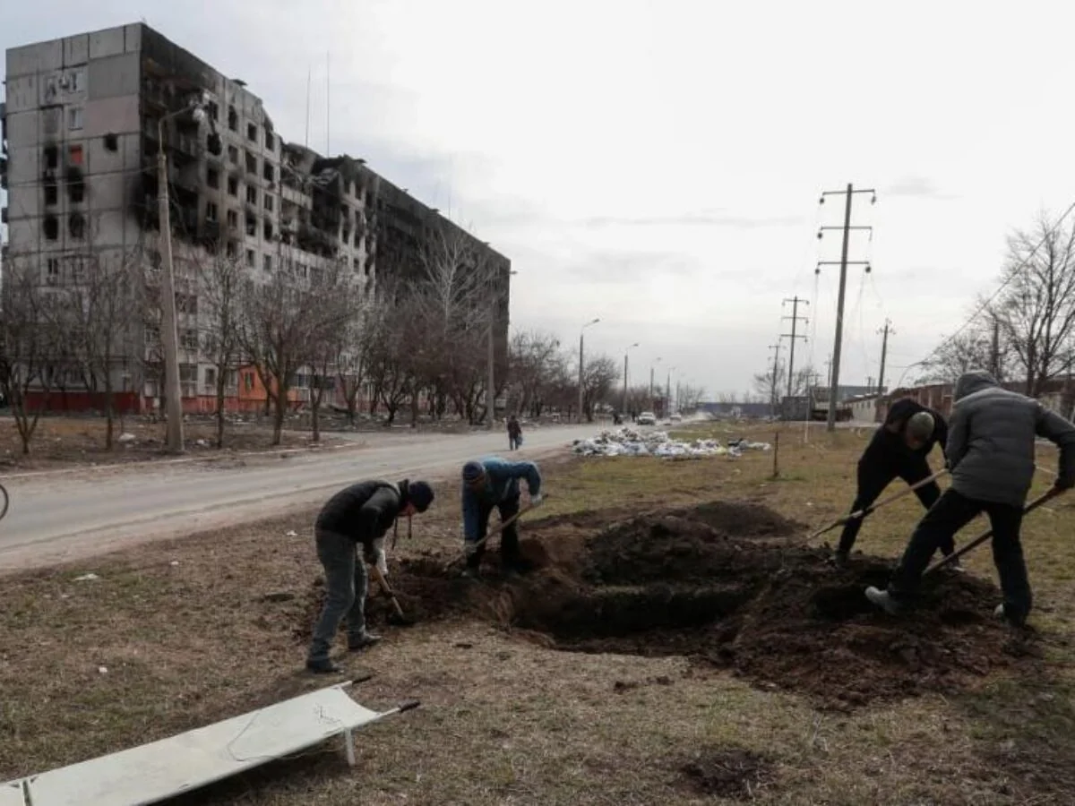 Thirty-meter long mass grave unearthed near Mariupol