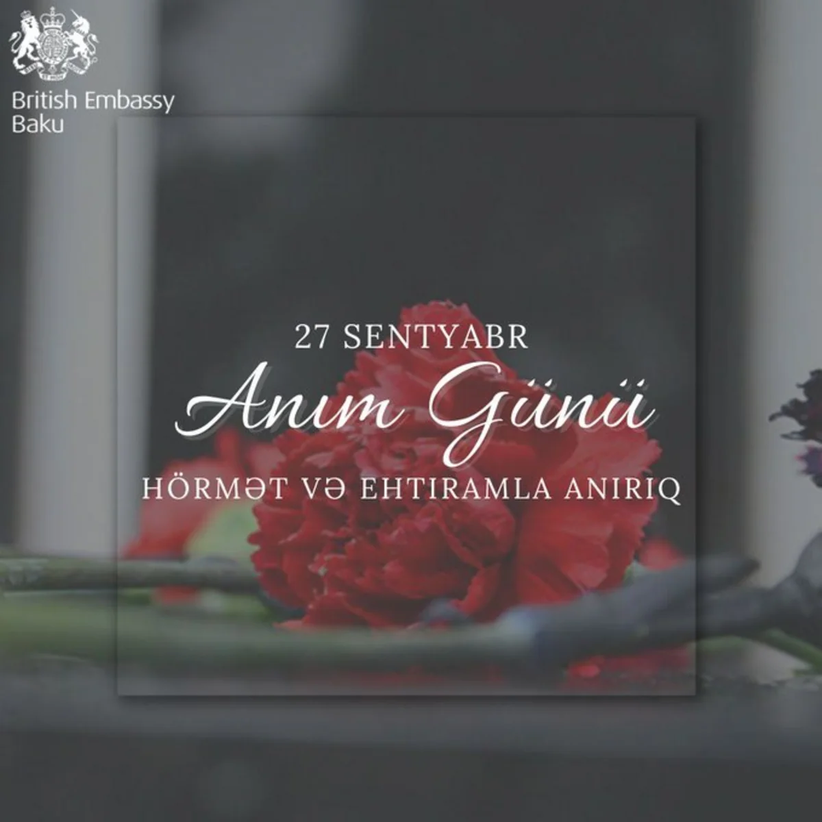 Böyük Britaniyanın Azərbaycandakı səfiri Anım Günü ilə bağlı paylaşım edib