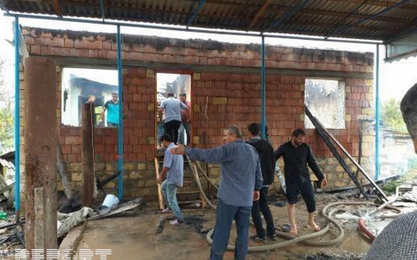 Sabirabadda ev yanıb, bir nəfər tüstüdən zəhərlənib - FOTO - VİDEO