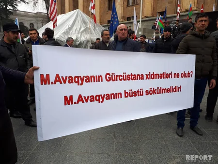 С совместной акции протеста азербайджанцев и грузин против установления бюста армянскому террористу - ФОТОРЕПОРТАЖ