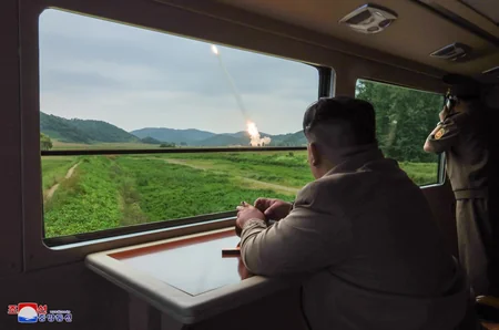 Kim Jong Un oversees tests of new 600mm multiple rocket launcher