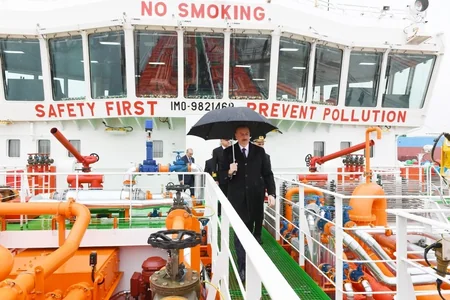 President Ilham Aliyev attended ceremony to launch first tanker built at Baku Shipyard