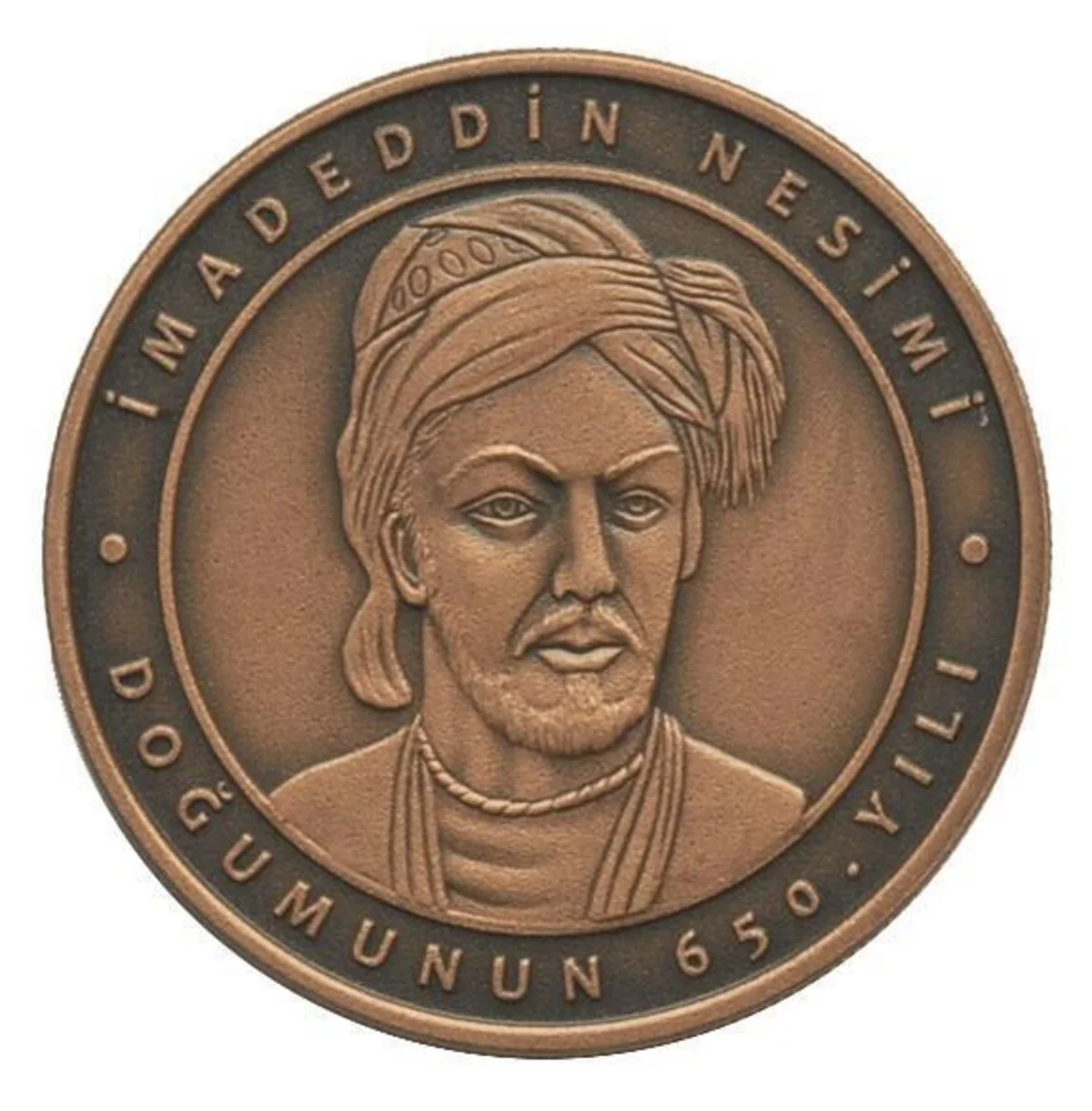 Commemorative coin issued in Turkey on occasion of 650th jubilee of Imadaddin Nasimi