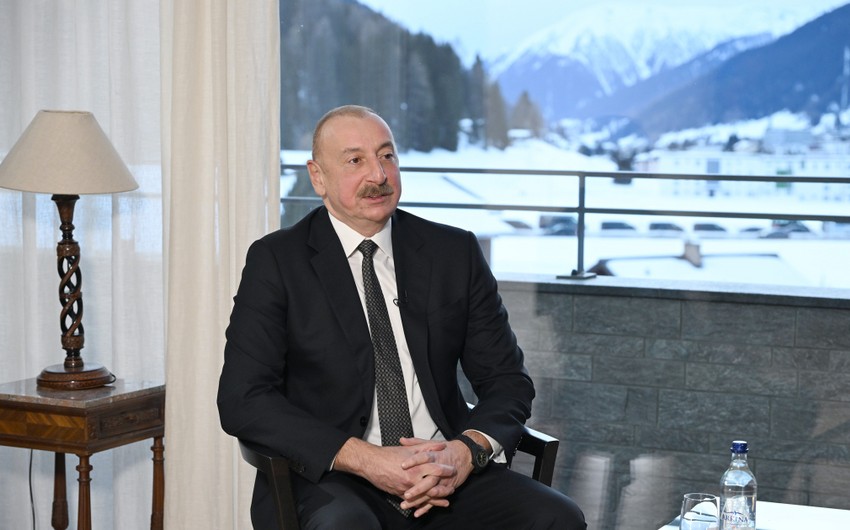 Prezident İlham Əliyev Davos səfəri ilə əlaqədar paylaşım edib