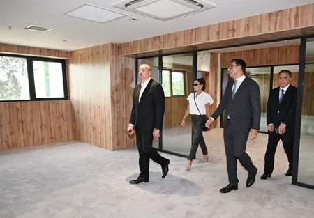 President and First Lady review construction progress at Ganja city stadium