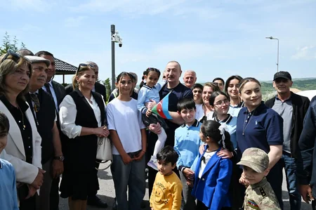 President Ilham Aliyev meets with residents in Lachin