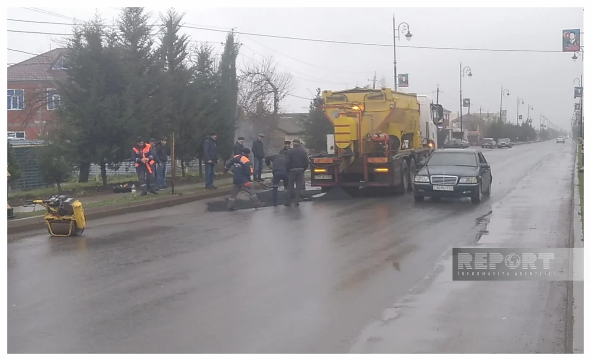 Cəlilabadda çökən yol təmir olunub 