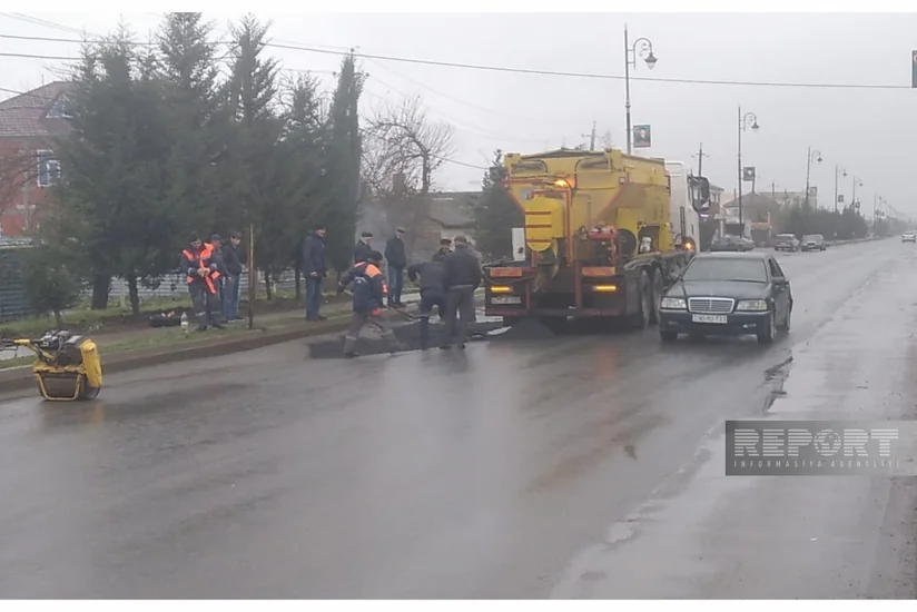 Cəlilabadda çökən yol təmir olunub 