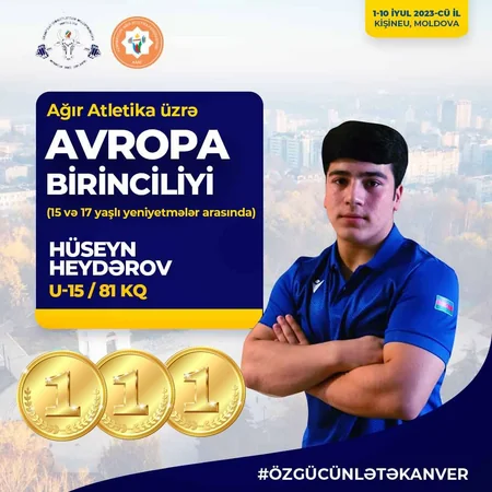 Azərbaycan ağırlıqqaldıranı Moldovada üç qızıl medal qazanıb