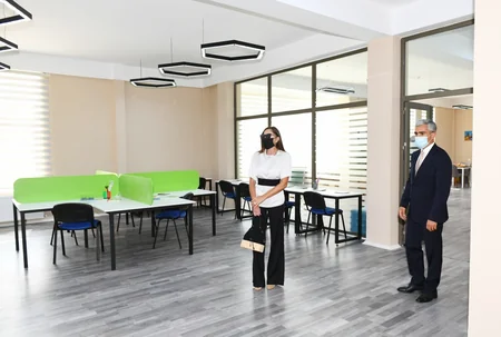 Mehriban Aliyeva attends inauguration of newly-reconstructed educational and training facilities in Khazar district