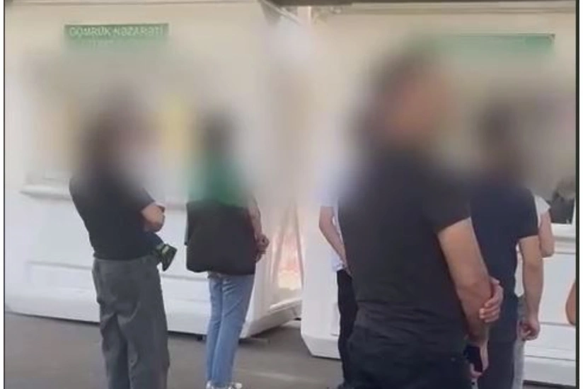 Footage of registration of civilians at border checkpoint in direction of Khankandi-Goris